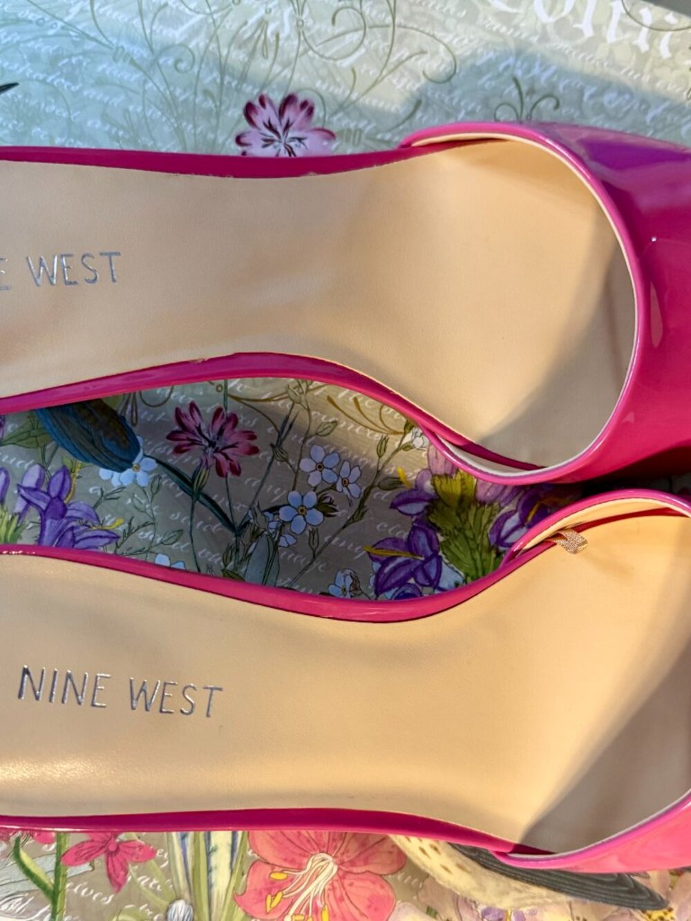 Pink Patent Nine West Luvlie Kitten Heeled Slide Sandals - Picture 2 of 5